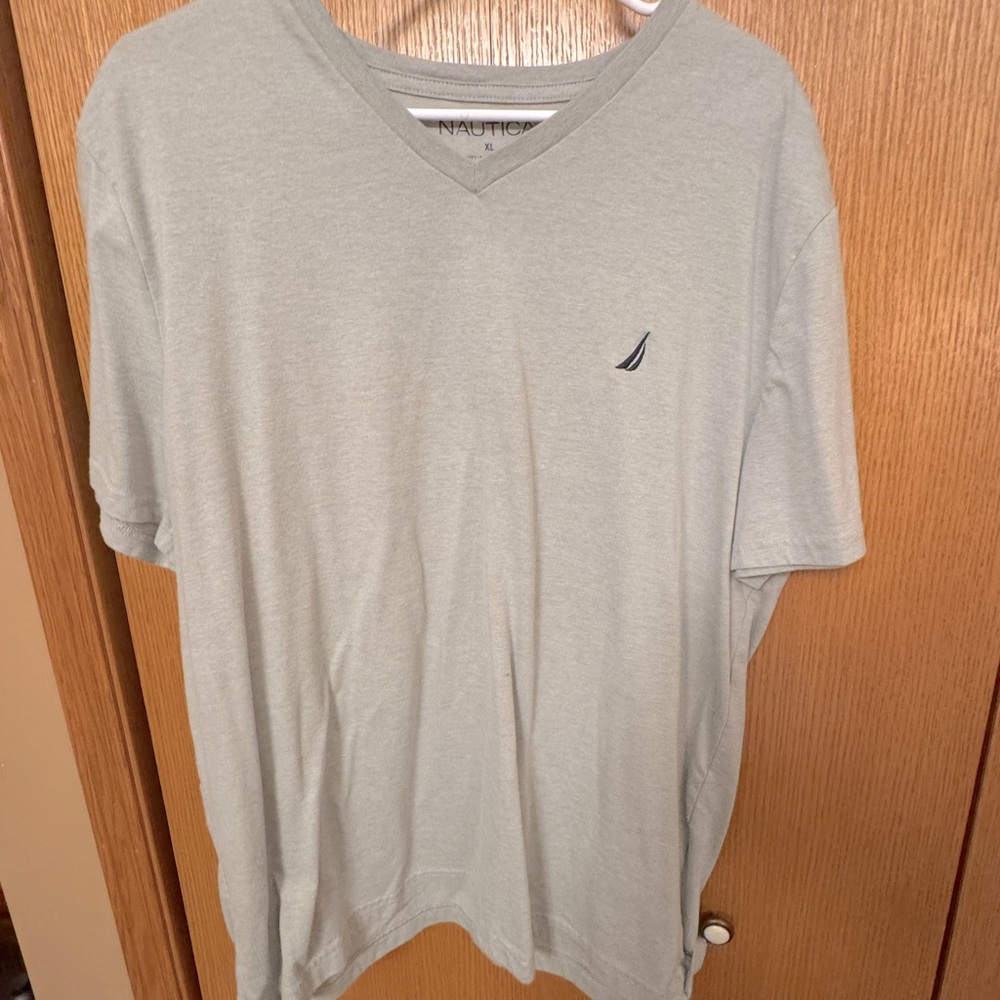 Nautica Gray Short Sleeve Tee V-Neck